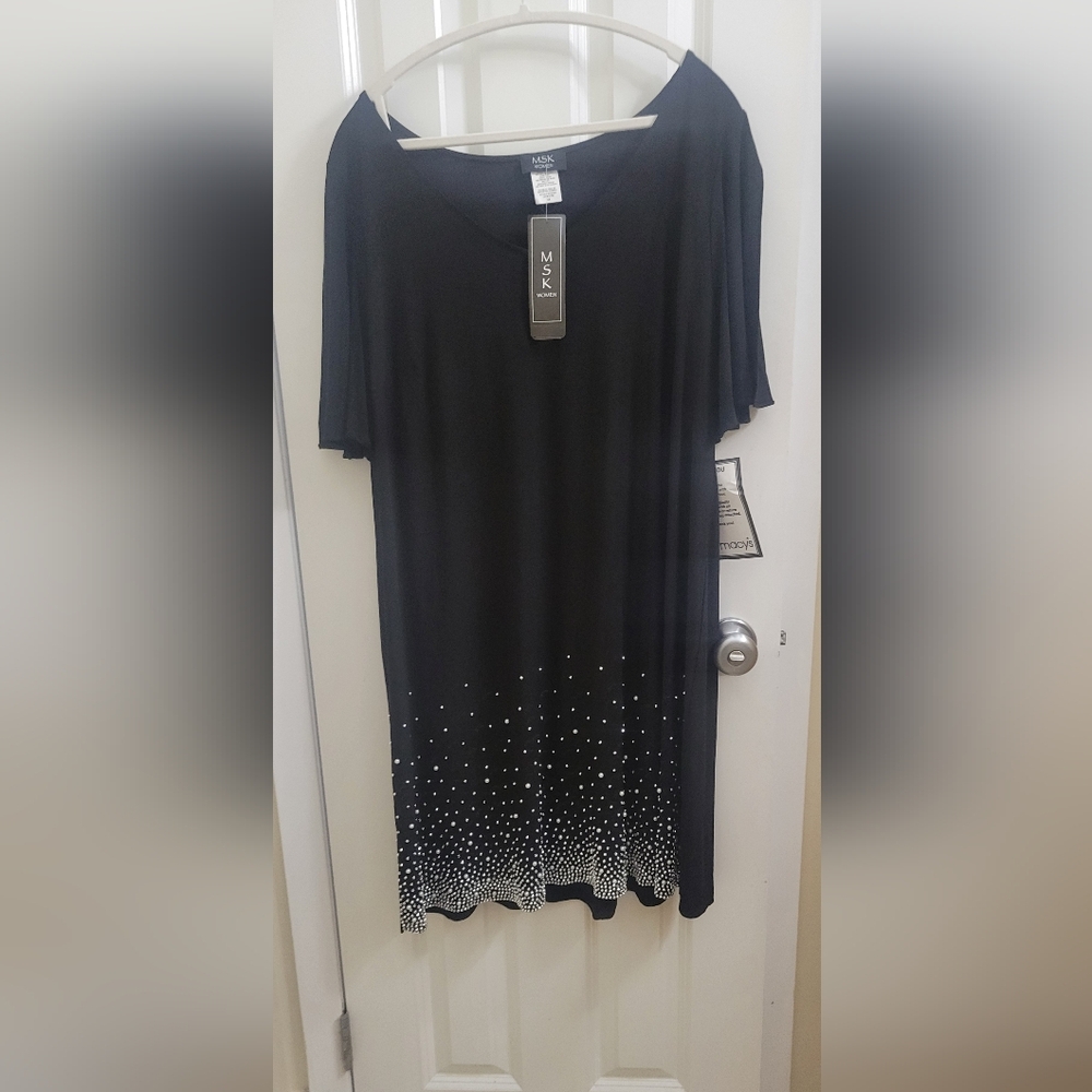 MSK Women's Black Beaded Dress